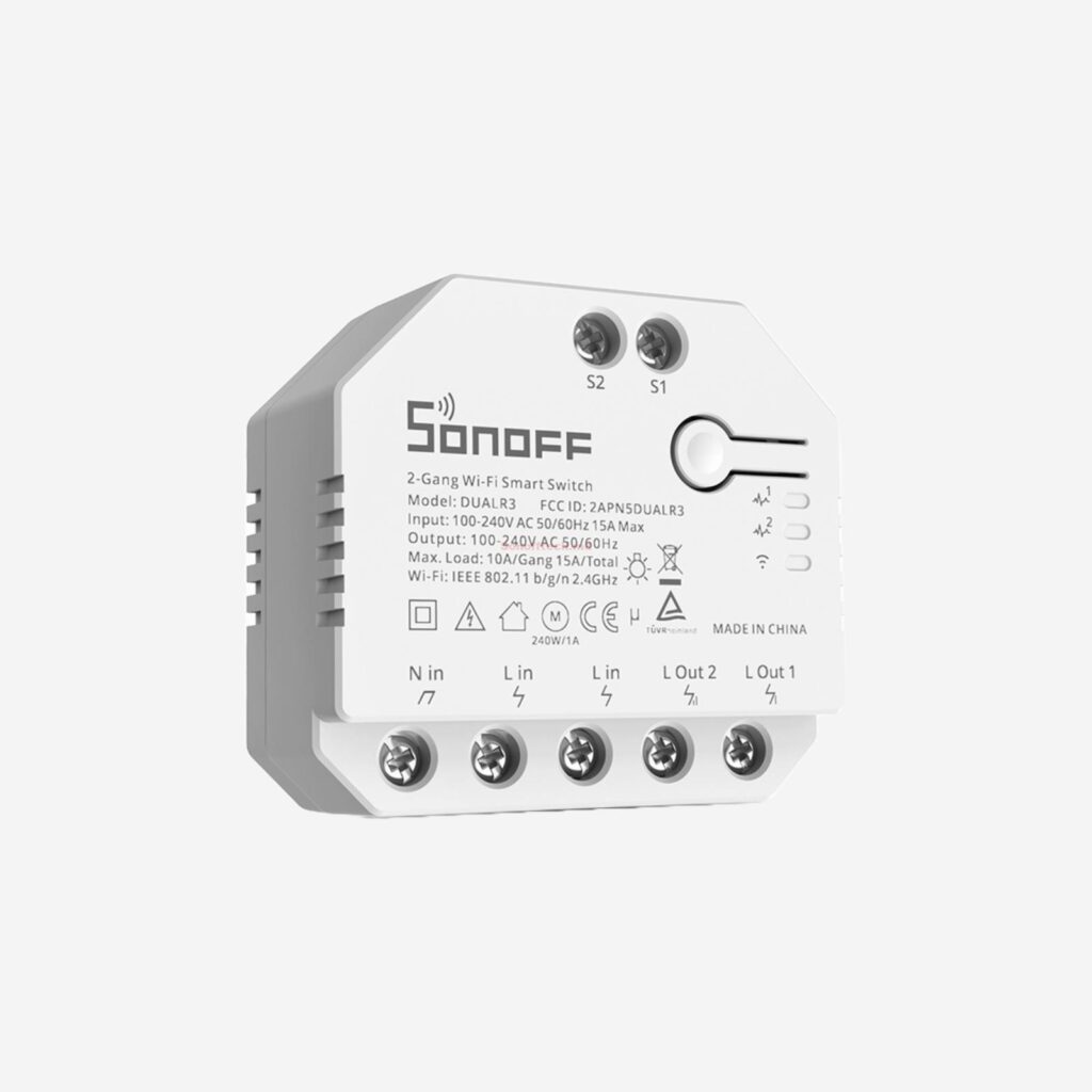 Sonoff DUALR3 releu Wi-Fi 2 canale cu măsurare energie