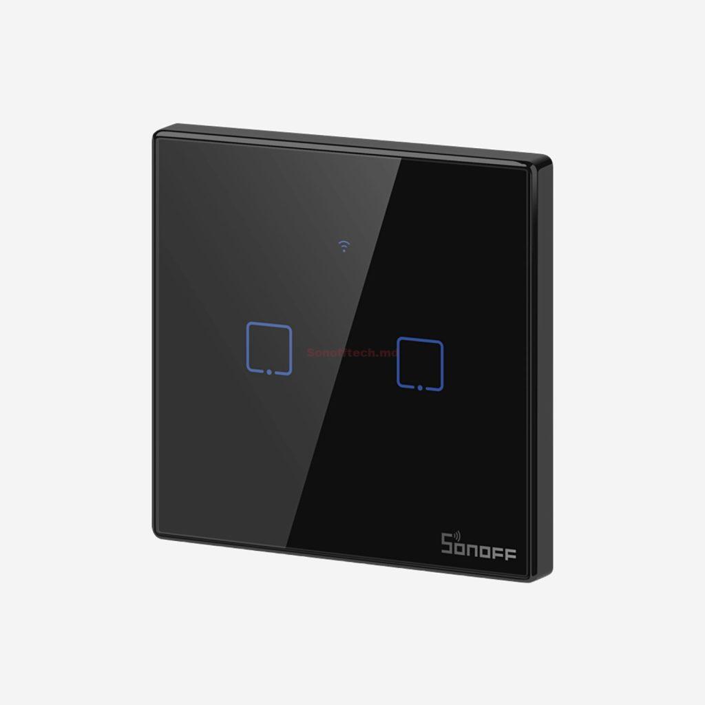 Sonoff TX Series 2-Gang Black întrerupător Wi-Fi