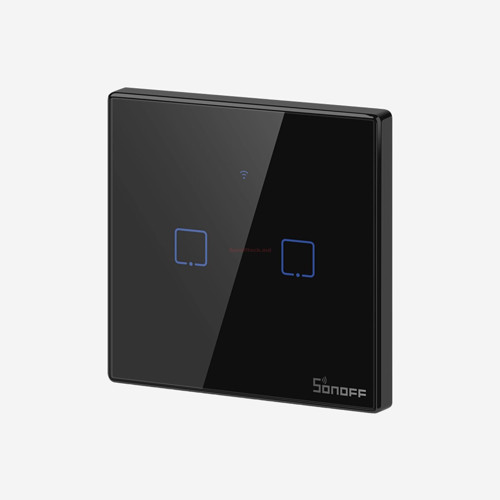 Sonoff Wi-Fi Smart Touch Wall Switch TX Series 2-Gang, Black