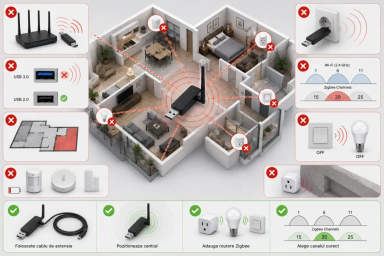 Probleme si deconectari Zigbee cauzate de interferente si configurarea incorecta a retelei