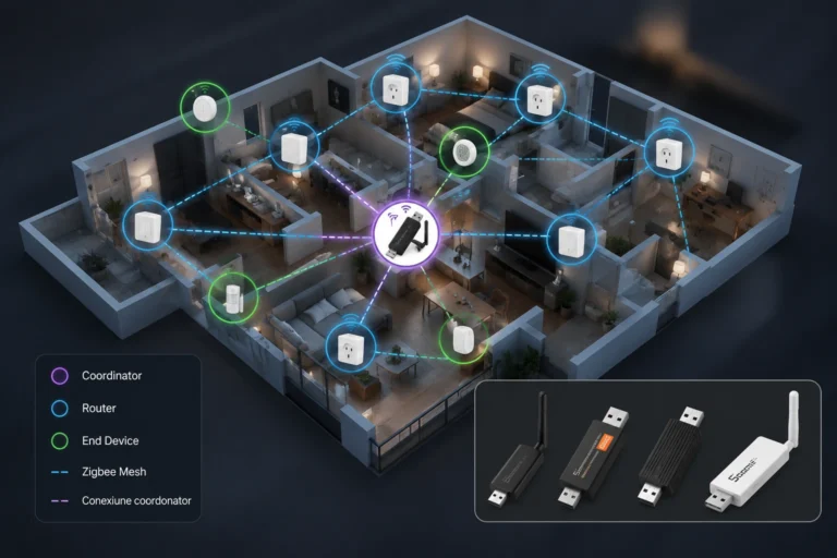 Retea Zigbee stabila cu coordonator Sonoff si dispozitive Zigbee conectate in mesh