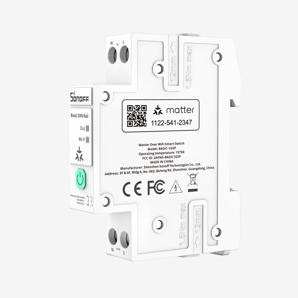 Sonoff Matter Over Wi-Fi Smart DIN Rail Switch BASIC-1GSP-L pentru automatizare smart home